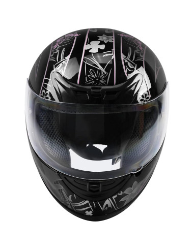 Casco TCMT Mariposa Rosa Blanco Full Face Motocicleta