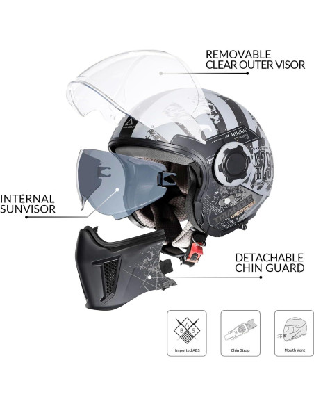 Casco de Motocicleta TRIANGLE OP12A Doble Visor XL Casco de Motocicleta TRIANGLE OP12A Doble Visor XL