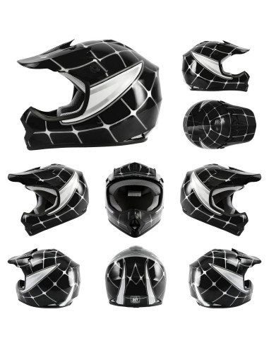Casco ATV para Niños TCT-MOTORPARTS Mediano Negro Araña