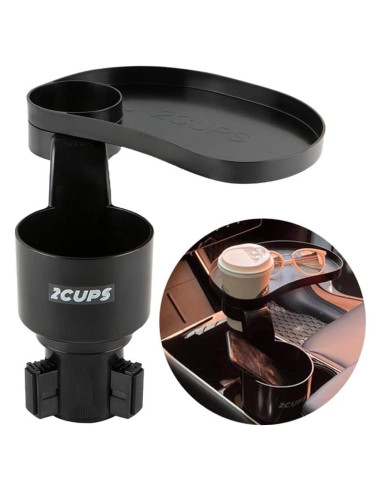 Soporte para Tazas de Coche 2CUPS con Bandeja Ajustable