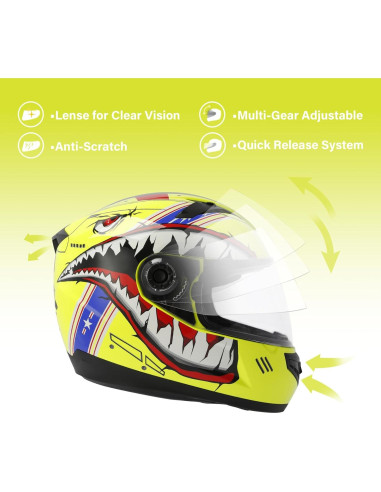 Casco TCT-MOTORPARTS X-Large Niños Motocross Amarillo