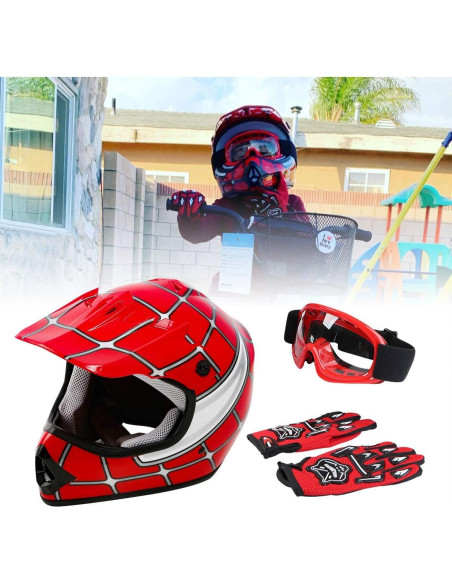 Casco Integral TCT-MOTORPARTS Rojo Araña Grande ATV Niños Casco Integral TCT-MOTORPARTS Rojo Araña Grande ATV Niños