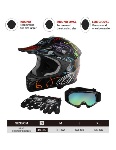 Casco Integral TCT-MOTORPARTS Niños Motocross Negro Graffiti