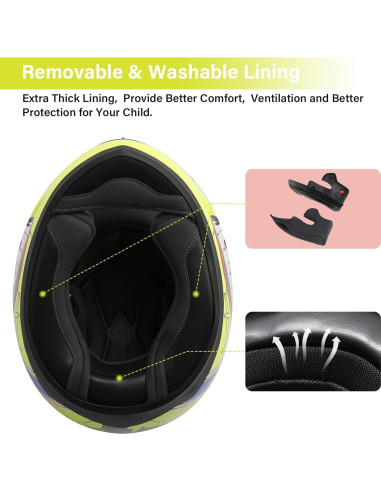 Casco TCT-MOTORPARTS para Niños Pequeño Boca de Tiburón