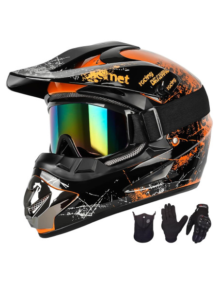Casco Motocross Yesmotor YK125 Naranja XL + Gafas y Guantes Casco Motocross Yesmotor YK125 Naranja XL + Gafas y Guantes