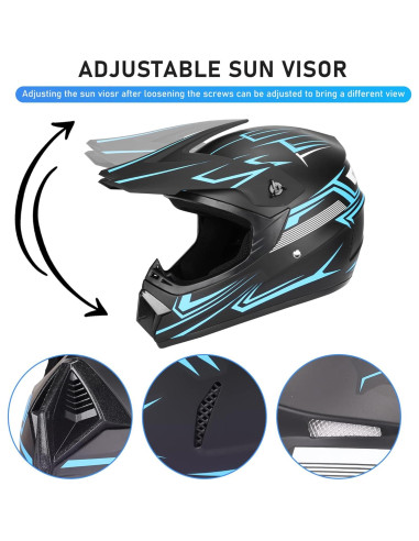 Casco de Motocross Yesmotor 225 para Niños Azul S