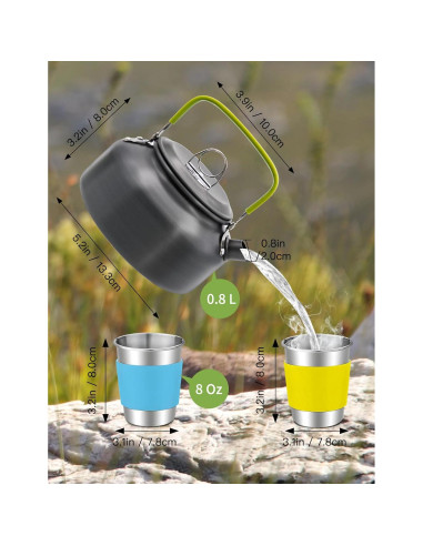 Set de Cocina para Camping Oushome 16 Piezas Aluminio 1.8L