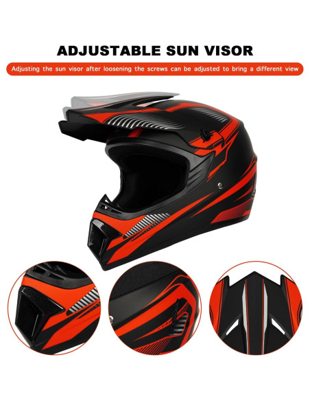 Conjunto de Casco Yesmotor XL Rojo + Guantes y Gafas Conjunto de Casco Yesmotor XL Rojo + Guantes y Gafas