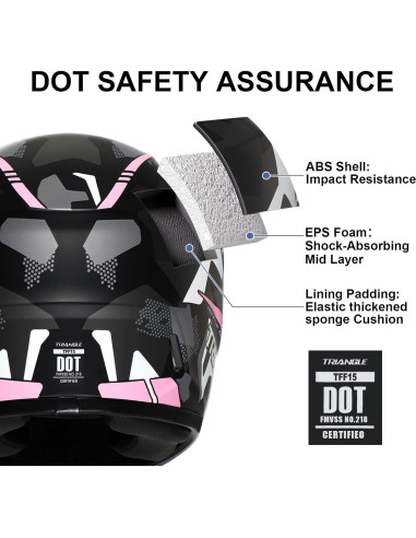 Casco de Motocicleta TRIANGLE TFF15-MB-VS Rosa Grande