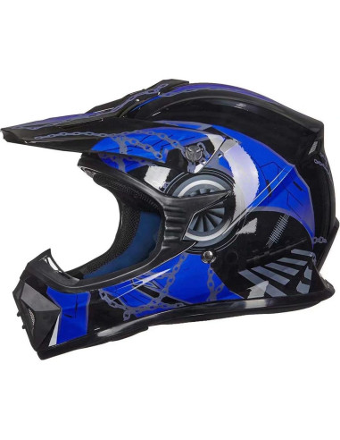 Casco de Motocross ILM 128YS Juvenil Pequeño Azul Negro