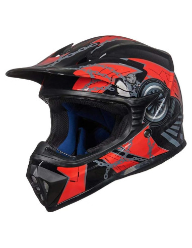 Casco Motocross ILM 128YS Juvenil Rojo Negro Ligero