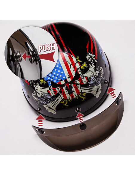 Casco Mediano CARTMAN CM-808AFM Calavera Americana Casco Mediano CARTMAN CM-808AFM Calavera Americana