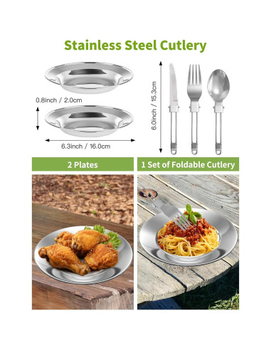 Set de Cocina para Camping Oushome 16 Piezas Aluminio 1.8L