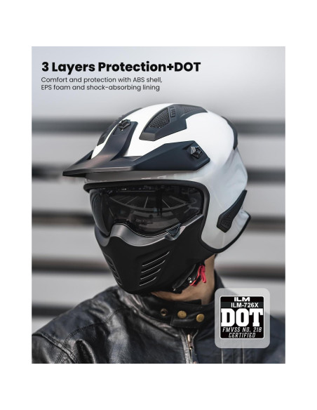 Casco Abierto ILM 726X Blanco para Motocicleta L Casco Abierto ILM 726X Blanco para Motocicleta L