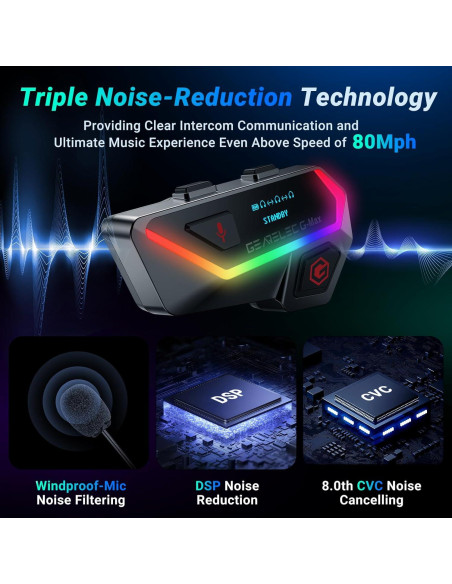Intercomunicador Bluetooth GEARELEC Gmax para Casco Moto Intercomunicador Bluetooth GEARELEC Gmax para Casco Moto