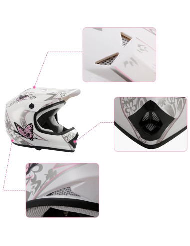 Casco TCMT para Niños Juvenil Mediano Mariposa Rosa