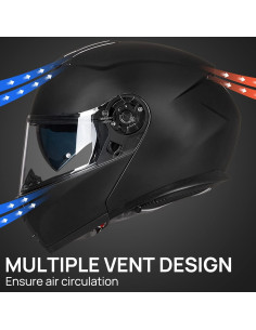 Casco Modular ILM 159 para Motocicleta Negro Mate Mediano 2