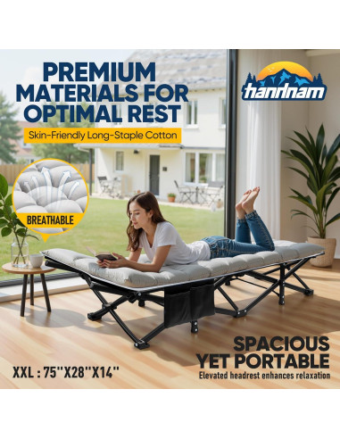 Cama de Camping Plegable HANDNAM para Adultos 250KG