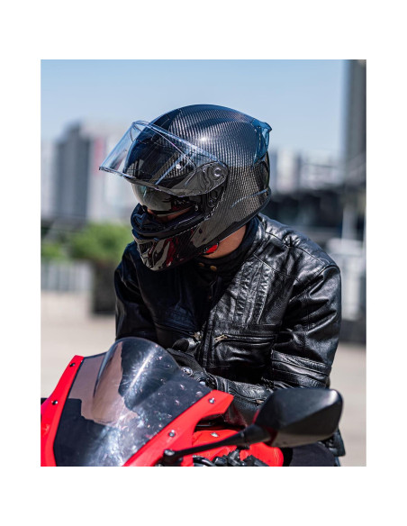 Casco de Motocicleta ILM 861C Fibra de Carbono Doble Visera S Casco de Motocicleta ILM 861C Fibra de Carbono Doble Visera S