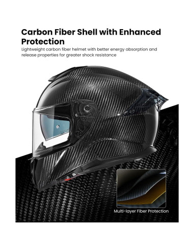 Casco ILM de Motocicleta Fibra Carbono Modelo 861C Grande