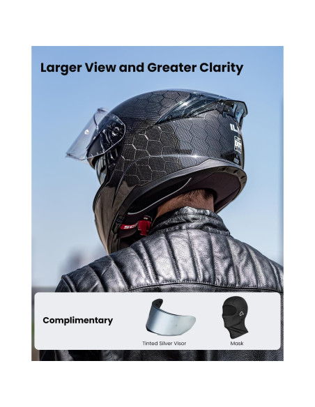 Casco ILM de Motocicleta Fibra Carbono Doble Visor M Casco ILM de Motocicleta Fibra Carbono Doble Visor M
