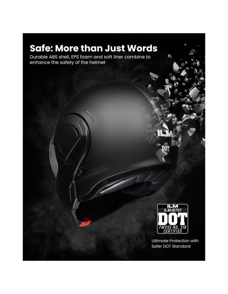 Casco Modular ILM B707 Vintage Negro Mate 2XL Casco Modular ILM B707 Vintage Negro Mate 2XL