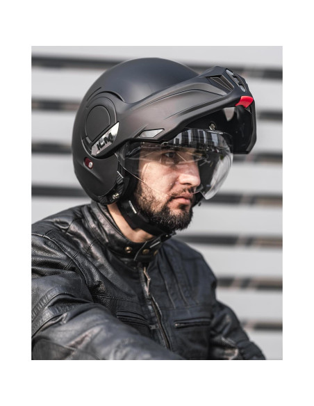 Casco Modular ILM B707 Vintage Negro Mate L para Motocicleta Casco Modular ILM B707 Vintage Negro Mate L para Motocicleta