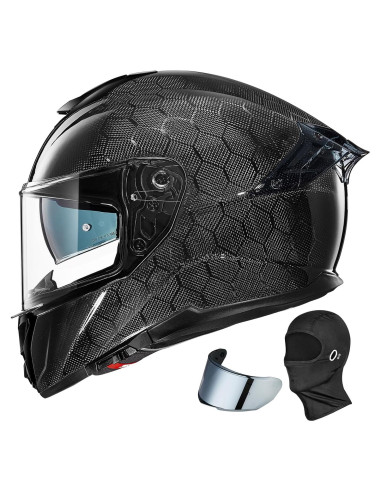 Casco ILM Fibra de Carbono Modelo 861C Doble Visor Grande