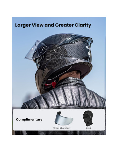 Casco ILM Fibra de Carbono Modelo 861C Doble Visor Grande