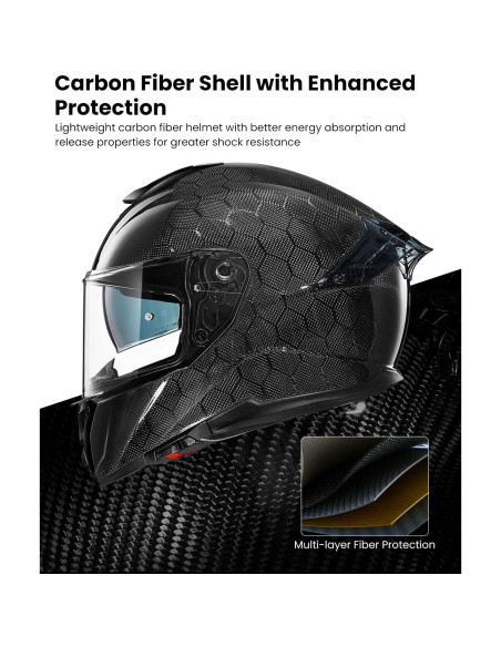 Casco ILM Fibra de Carbono Modelo 861C Doble Visor Grande Casco ILM Fibra de Carbono Modelo 861C Doble Visor Grande