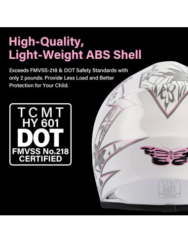 Casco TCMT OffRoad Juvenil X-Grande Mariposa Rosa