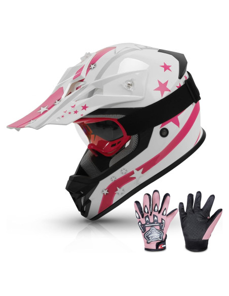 Casco TCMT Juvenil Mediano Estrella Rosa para Motocross Casco TCMT Juvenil Mediano Estrella Rosa para Motocross