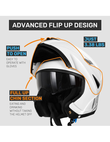 Casco Modular Westt Torque Doble Visera 1.55 kg Blanco