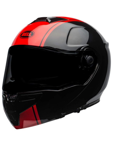 Casco Modular BELL SRT Mediano Negro/Rojo - Fibra de Vidrio
