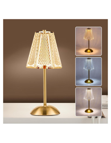 Lámpara de Mesa LED Recargable HAPYGI 30cm Cobre Táctil