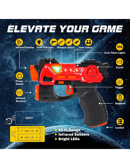 Conjunto de Pistolas Laser Tag VATOS 4 Jugadores Infrarrojo Conjunto de Pistolas Laser Tag VATOS 4 Jugadores Infrarrojo