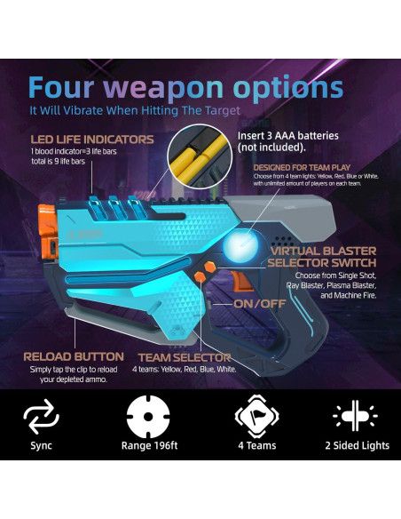 Juego de Laser Tag 2 jugadores WINYEA con Chalecos LED Juego de Laser Tag 2 jugadores WINYEA con Chalecos LED