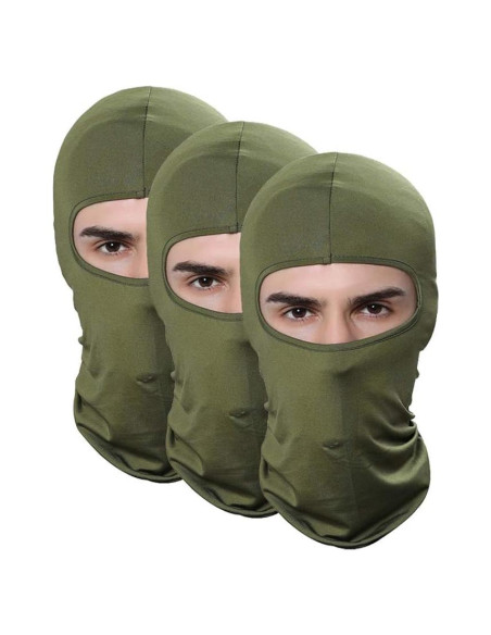 Paquete de 3 Pasamontañas Balaclava Verde Ejército Unisex Paquete de 3 Pasamontañas Balaclava Verde Ejército Unisex