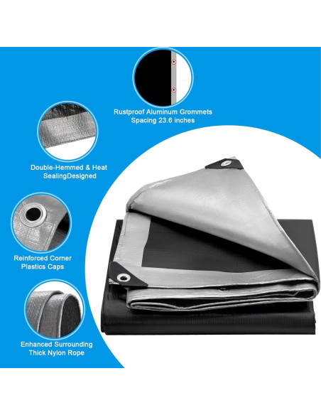 Toldo Resistente al Agua CSCRI 20x20 Pies (6.1x6.1 m) Plata/Negro Toldo Resistente al Agua CSCRI 20x20 Pies (6.1x6.1 m) Plata/Negro