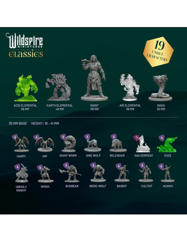 Miniaturas D&D Wildspire 60 Figuras 28mm Sin Pintar