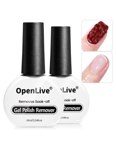 Removedor de Gel para Uñas OpenLive 2 Botellas 10ml Rápido