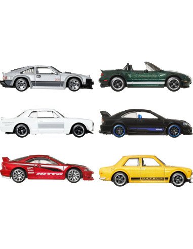 Hot Wheels Set de 6 Coches de Juguete Japoneses 1:64 Metal