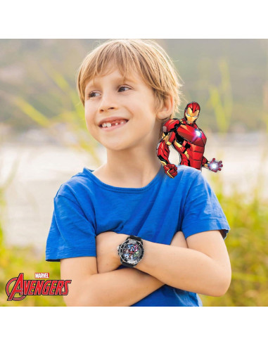 Reloj Analógico de Cuarzo Niños Marvel Avengers LED Negro