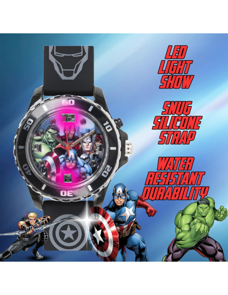 Reloj Analógico de Cuarzo Niños Marvel Avengers LED Negro Reloj Analógico de Cuarzo Niños Marvel Avengers LED Negro