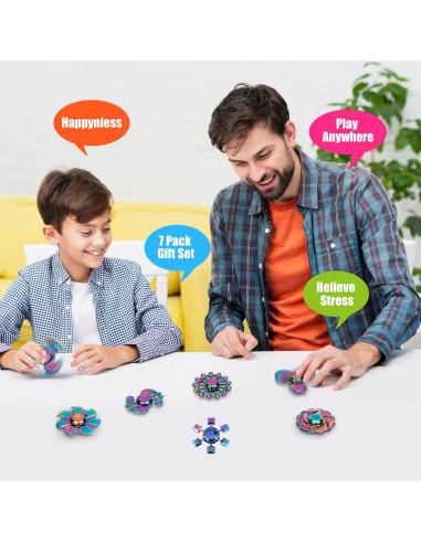 Set de 7 Spinners Fidget Metálicos Umnodobn Alivio Estrés