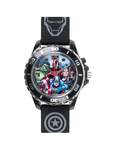 Reloj Analógico de Cuarzo Niños Marvel Avengers LED Negro