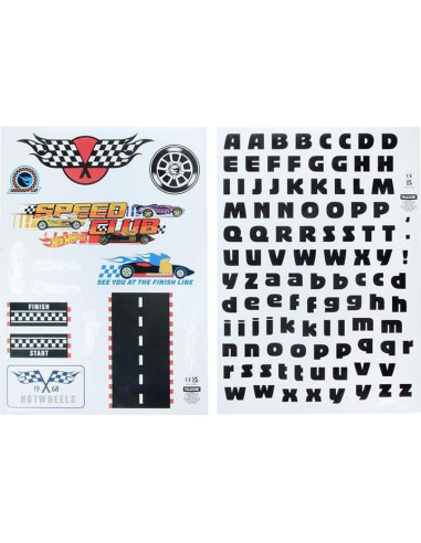 Calcomanías de Pared Hot Wheels Paladone - 4 Hojas Reutilizables