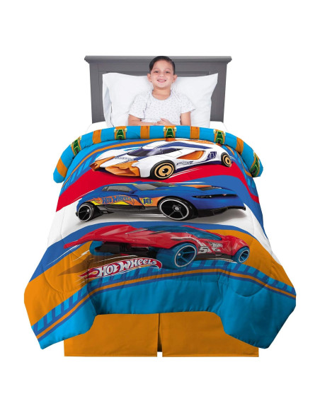 Edredón Reversible Franco Hot Wheels Microfibra 182x218 cm Edredón Reversible Franco Hot Wheels Microfibra 182x218 cm