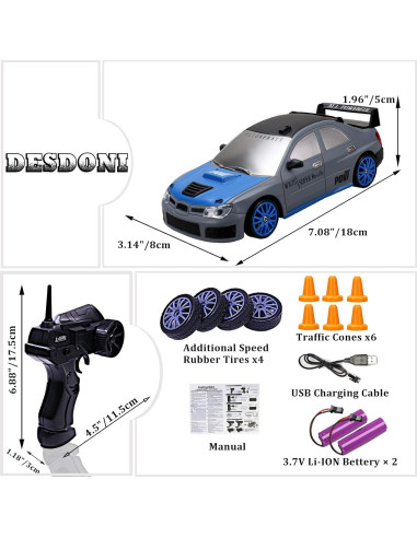 Coche RC Desdoni Drift 1:24 4WD 2.4GHz con Luces LED