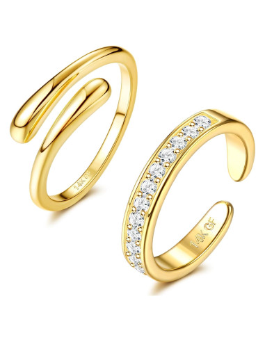 Anillos de Dedo de Oro Relleno 14K Finrezio - 2 Piezas